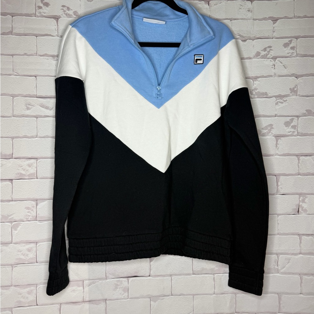 Fila Colorblock Quarter-Zip Pullover | Sporty Retro Style - Sz Large